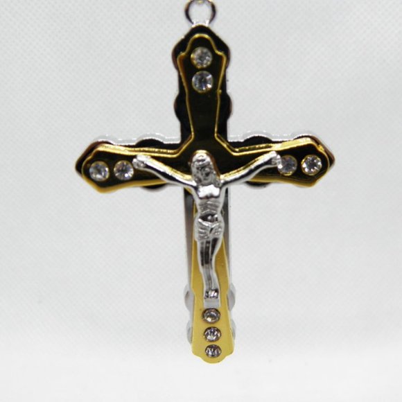 Classic Unisex Two tone Cross Pendant - Picture 9 of 12